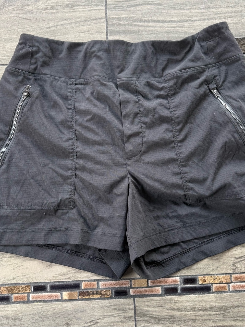 Athleta Black Athletic Zip-Pocket Shorts